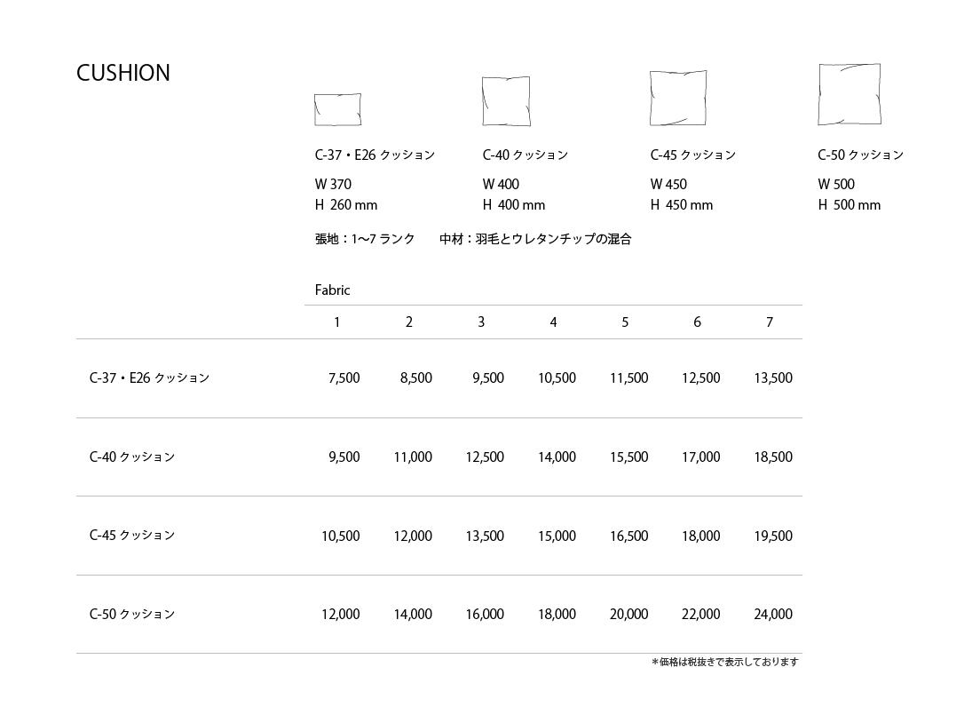 CUSHION Price List